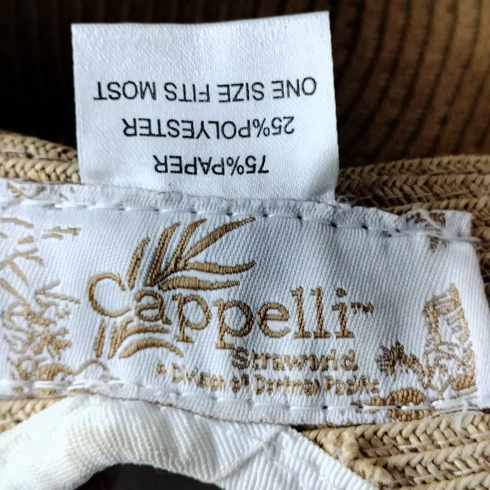 Cappelli Stylish Tan White Sun Hat Pool Beach Resort Travel Gardening - Picture 7 of 8